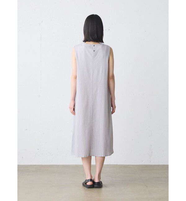 MidiUmi「MidiUmi ストライプクレープノースリーブワンピース」|ワンピース|