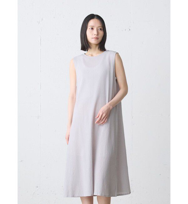 MidiUmi「MidiUmi ストライプクレープノースリーブワンピース」|ワンピース|
