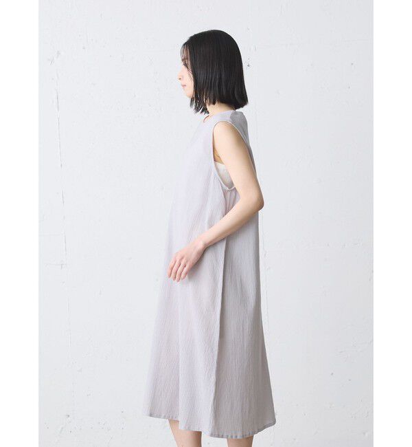 MidiUmi「MidiUmi ストライプクレープノースリーブワンピース」|ワンピース|