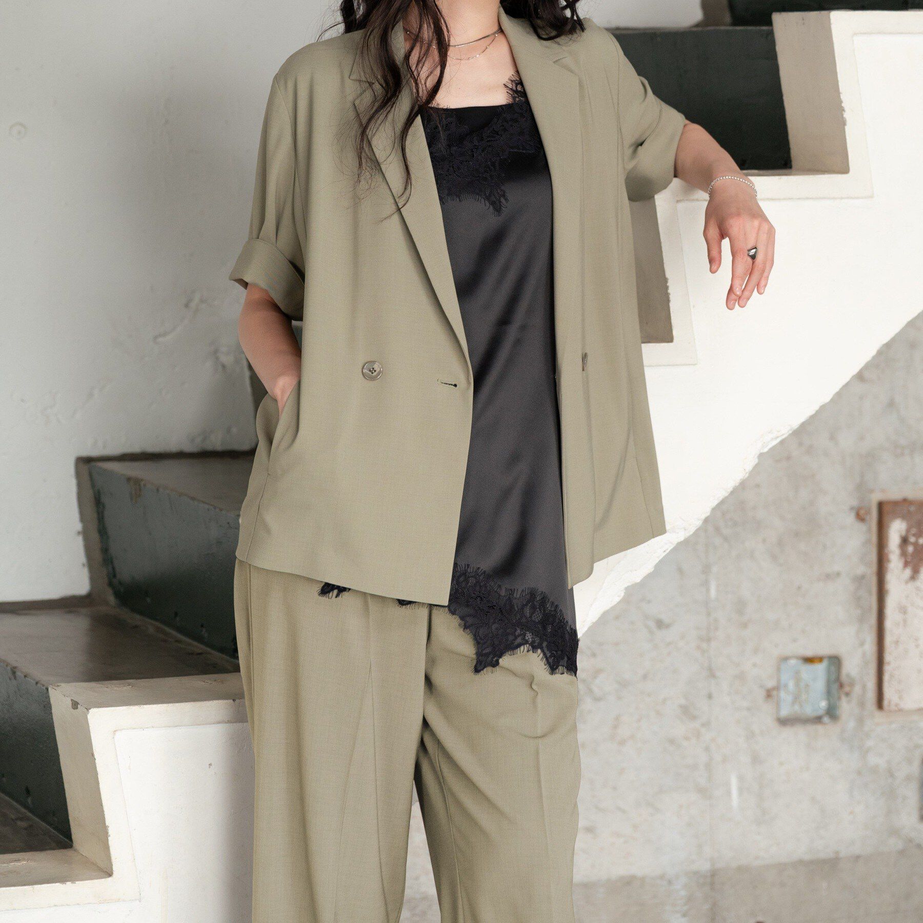 GALLEST「Comfy SET UP｜イージーストレートワイドパンツ【セットアップ対応／通勤／カセット服／接触冷」|その他|
