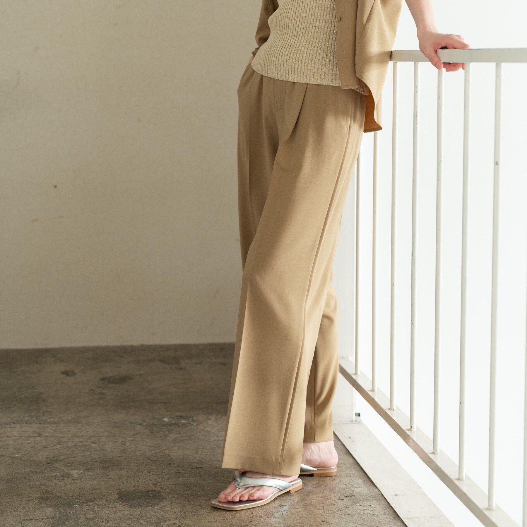 GALLEST「Comfy SET UP｜イージーストレートワイドパンツ【セットアップ対応／通勤／カセット服／接触冷」|その他|キャメルブラウン(0