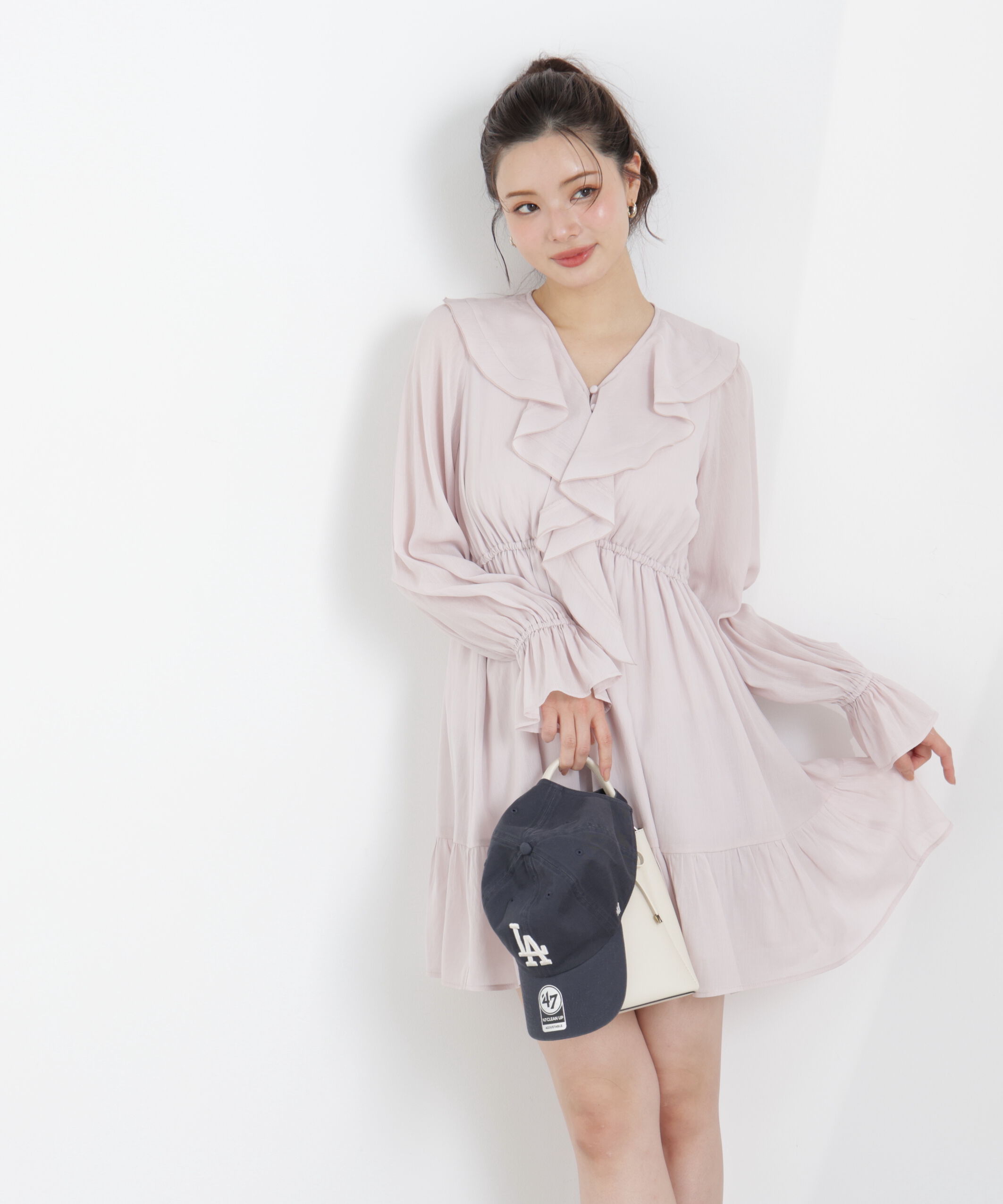 PROPORTION BODY DRESSING「《EDIT COLOGNE》ラッフルミニワンピース　26SS」|ワンピース|ピンク