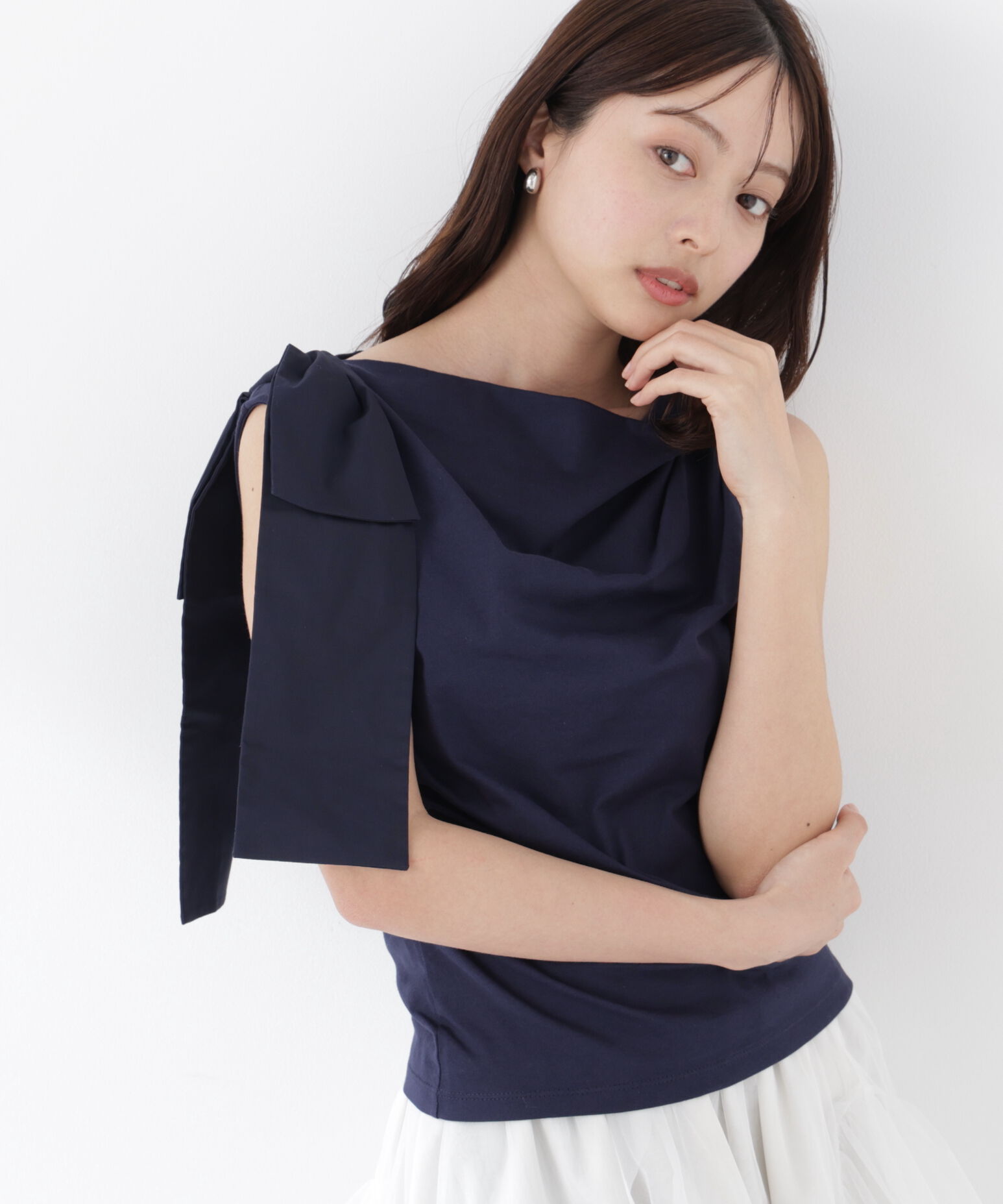 PROPORTION BODY DRESSING「アシメリボンカットソー」|Tシャツ・カットソー|ネイビー