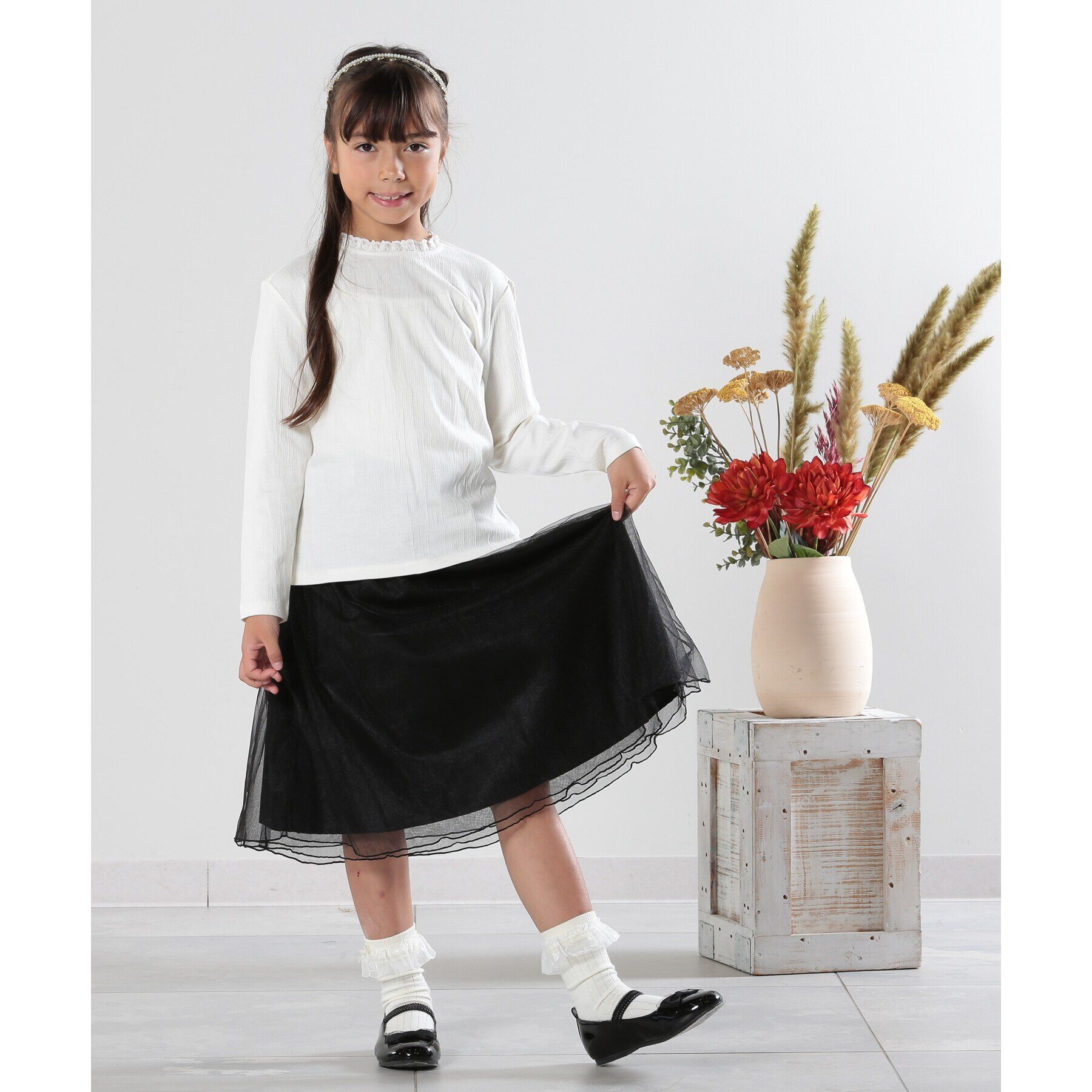 SHOO･LA･RUE「【100-140cm/プチセレ】ラメチュールスカート」|スカート|