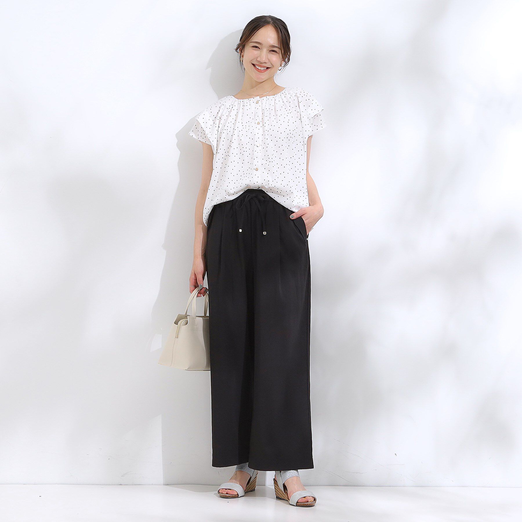 SHOO･LA･RUE「【着丈選べる/S-LL】触れる度ひんやり ゆるきれい イージーワイドパンツ」|その他|