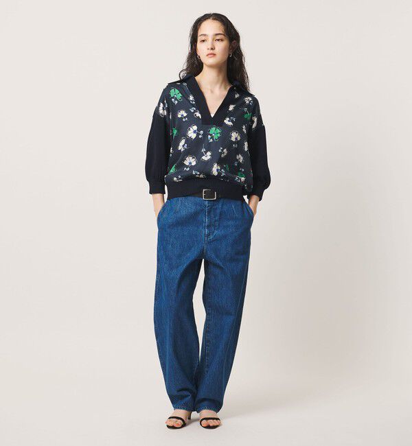 UNITED ARROWS「６分袖 プリント ニット コンビ シャツ ‐ウォッシャブル‐」|シャツ・ブラウス|
