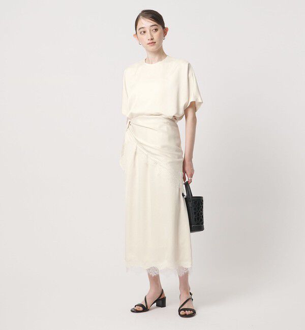 UNITED ARROWS「サテン レース コンビ ブラウス」|シャツ・ブラウス|
