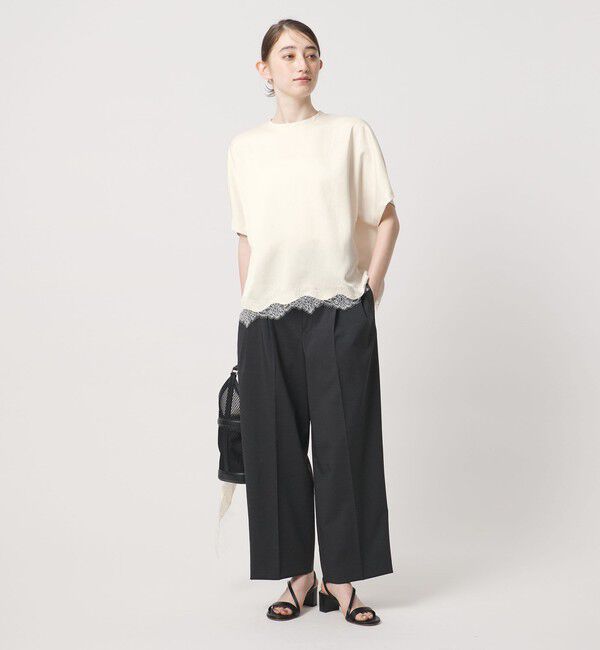 UNITED ARROWS「サテン レース コンビ ブラウス」|シャツ・ブラウス|
