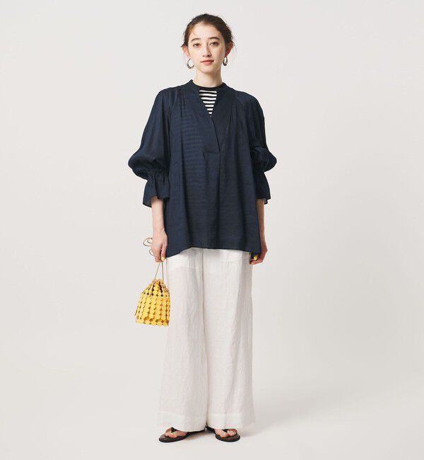 UNITED ARROWS「ラミー スキッパー Vネック ブラウス ‐ウォッシャブル‐」|シャツ・ブラウス|