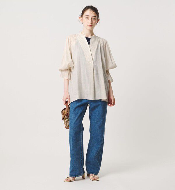 UNITED ARROWS「ラミー スキッパー Vネック ブラウス ‐ウォッシャブル‐」|シャツ・ブラウス|