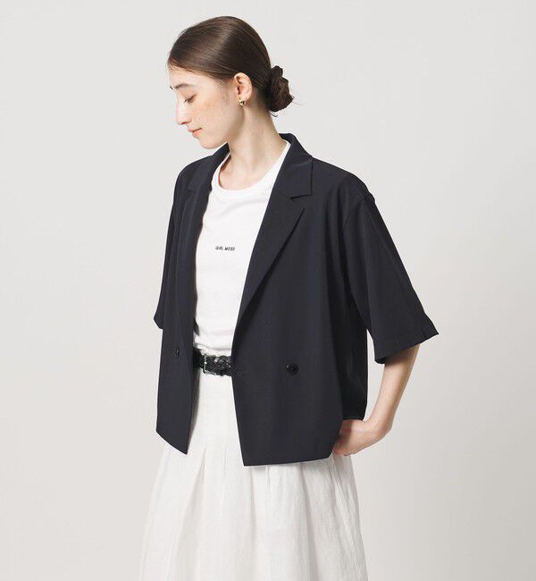 UNITED ARROWS「ツイル ハーフスリーブ シャツ ジャケット ‐ストレッチ 防シワ 接触冷感‐」|シャツ・ブラウス|