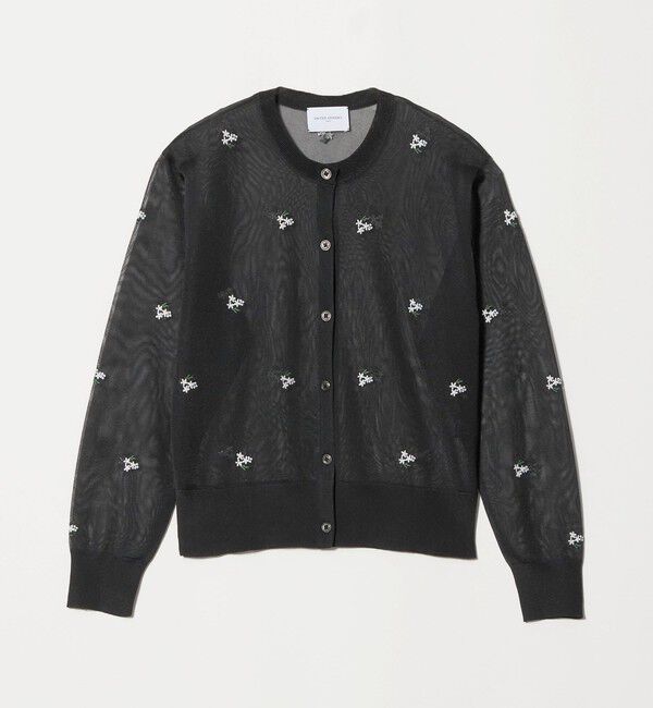 UNITED ARROWS「シアー フラワー カーディガン」|カーディガン|BLACK