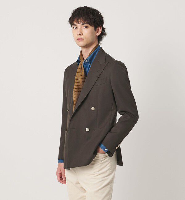 UNITED ARROWS「ギャバジン ダブル 4ボタン ブレザー SーMODEL」|テーラードジャケット|