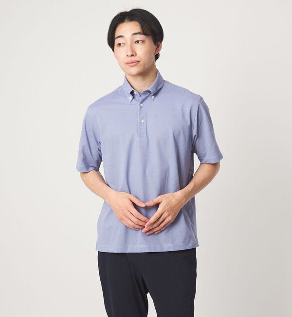 UNITED ARROWS green label relaxing「DUADRY clean バーズアイ ボタンダウン ビズポロ ポロシャツ -吸水速乾・抗菌-」|ポロシャツ|LT.BLUE