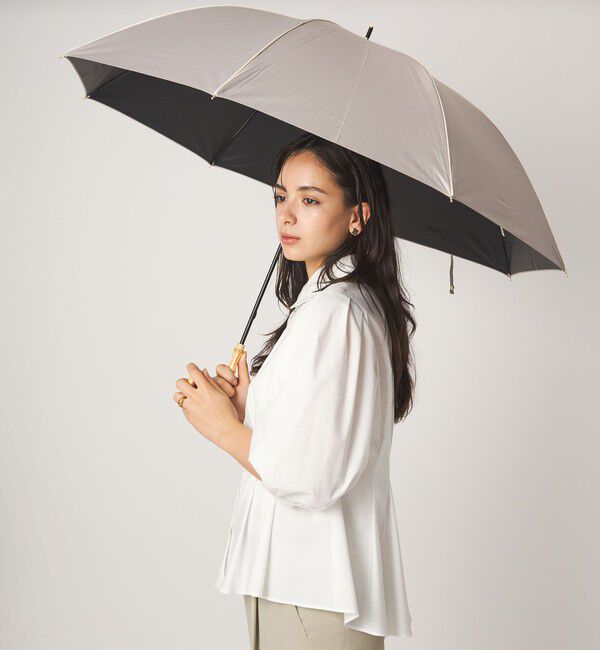 UNITED ARROWS green label relaxing「【別注】＜because＞パイピング アンブレラ 長傘 晴雨兼用 レイン UVカット」|傘|LT.GRAY