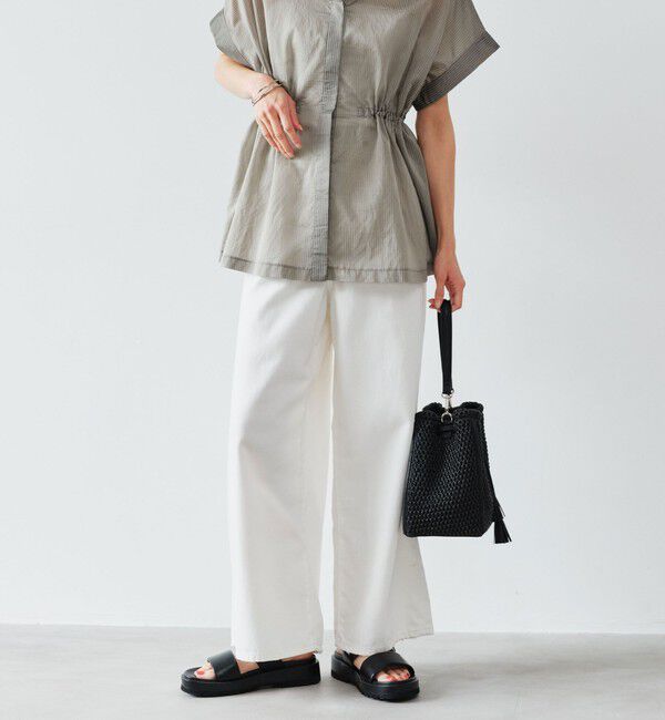 UNITED ARROWS green label relaxing「＜スタイリスト兵藤千尋さんコラボ＞ワイド ライト デニム 接触冷感」|デニム|OFF WHITE