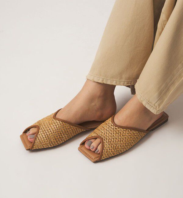 UNITED ARROWS green label relaxing「Vカット ミュールサンダル」|サンダル|NATURAL