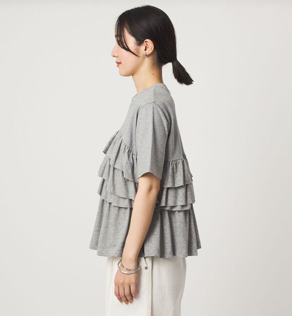 UNITED ARROWS green label relaxing「【WEB限定】＜at ease＞フロント フリル ショートスリーブ カットソー」|Tシャツ・カットソー|