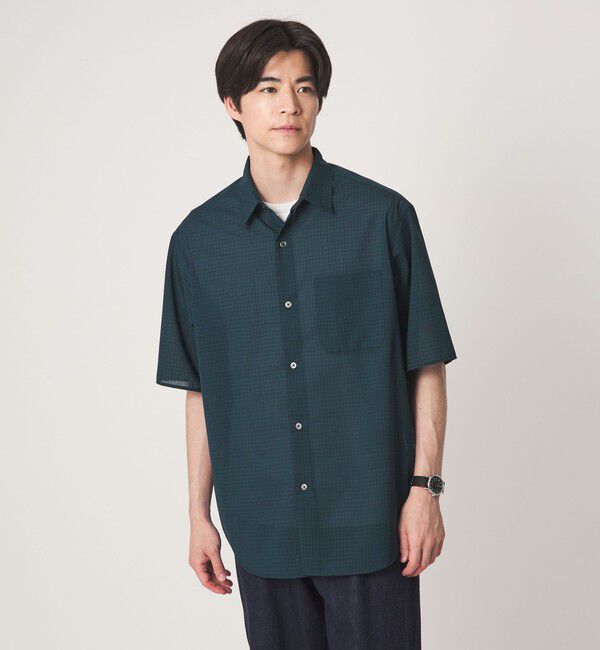 UNITED ARROWS green label relaxing「ウォッシャブル TW サイロ ジャストルーズ チェック柄 半袖 シャツ -通気性・接触冷感-」|シャツ・ブラウス|
