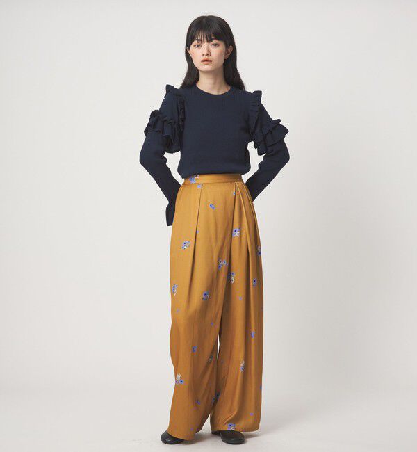 EMMEL REFINES「＜EMMEL REFINES＞EM フラワープリント ラップライク パンツ」|チノ|