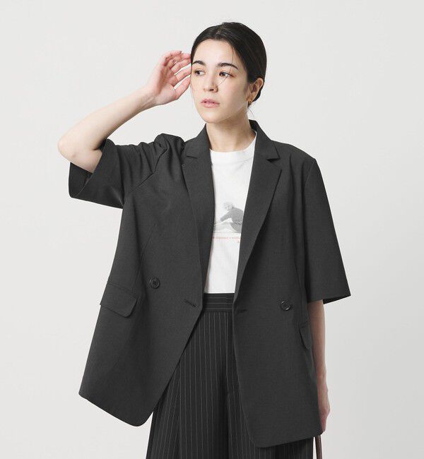 BEAUTY&YOUTH UNITED ARROWS「ハーフスリーブ ジャケット 吸水速乾 防シワ ウォッシャブル」|テーラードジャケット|