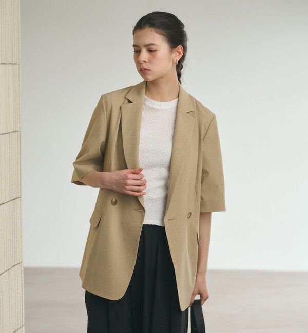 BEAUTY&YOUTH UNITED ARROWS「ハーフスリーブ ジャケット 吸水速乾 防シワ ウォッシャブル」|テーラードジャケット|