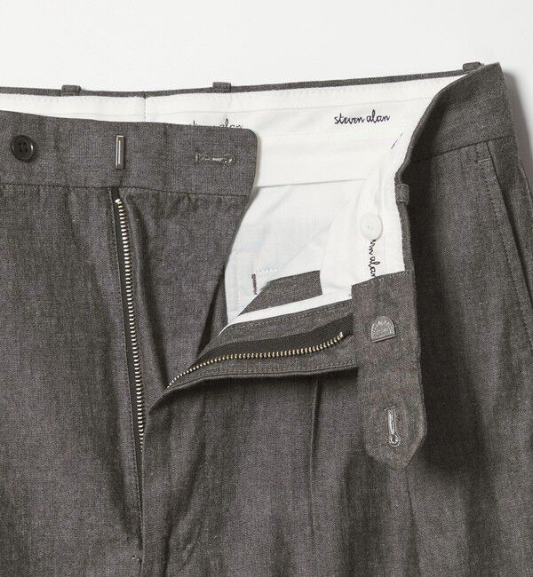 STEVEN ALAN「＜Steven Alan＞ デニムシャンブレー イン ツープリーツ ドレス トラウザーズ」|スラックス|