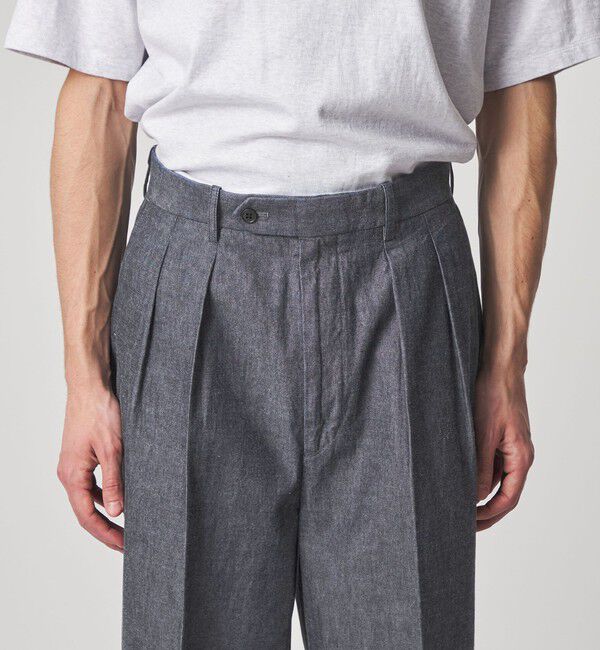 STEVEN ALAN「＜Steven Alan＞ デニムシャンブレー イン ツープリーツ ドレス トラウザーズ」|スラックス|
