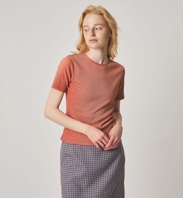 STEVEN ALAN「＜Steven Alan＞リブ ハーフスリーブ プルオーバー」|Tシャツ・カットソー|RED