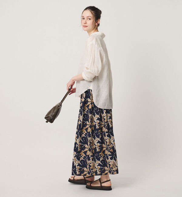 BEAUTY&YOUTH UNITED ARROWS「【WEB限定】フラワープリント タックスカート ウォッシャブル」|スカート|NAVY