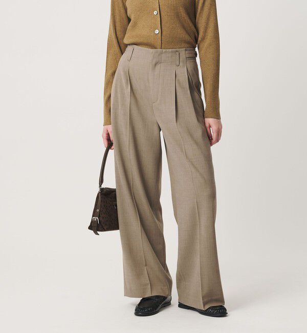 BEAUTY&YOUTH UNITED ARROWS「ポリエステルブレンド ２タック タブワイドパンツ ウォッシャブル 防シワ」|その他|BEIGE