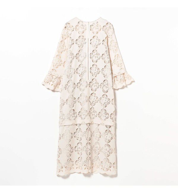 Ray BEAMS 「レース ベルカフス ロングスリーブ ワンピース　　26SS 二次会 お呼ばれ パーティ 総レース マキシ丈」|ワンピース|