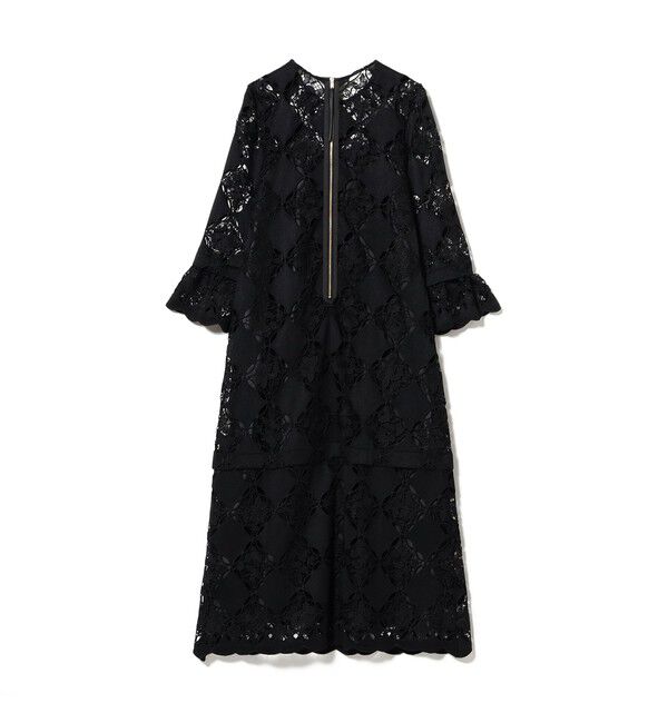 Ray BEAMS 「レース ベルカフス ロングスリーブ ワンピース　　26SS 二次会 お呼ばれ パーティ 総レース マキシ丈」|ワンピース|