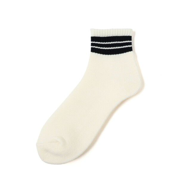 BEAMS PLUS「BEAMS PLUS｜School Boy Socks 1/4｜メンズ  靴下｜ショートソックス くるぶし丈｜2本ライン｜耐久性 」|ソックス|OFF*NAVY