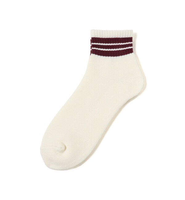 BEAMS PLUS「BEAMS PLUS｜School Boy Socks 1/4｜メンズ  靴下｜ショートソックス くるぶし丈｜2本ライン｜耐久性 」|ソックス|〇OFF*WINE