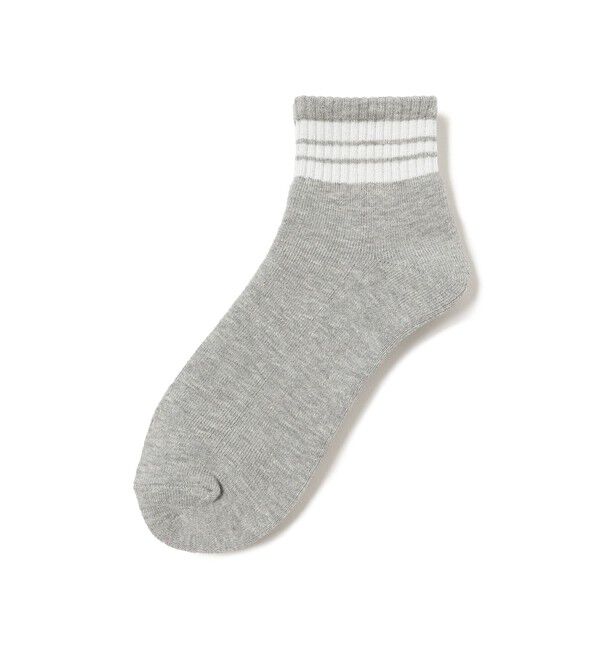 BEAMS PLUS「BEAMS PLUS｜School Boy Socks 1/4｜メンズ  靴下｜ショートソックス くるぶし丈｜2本ライン｜耐久性 」|ソックス|GREY*WHT