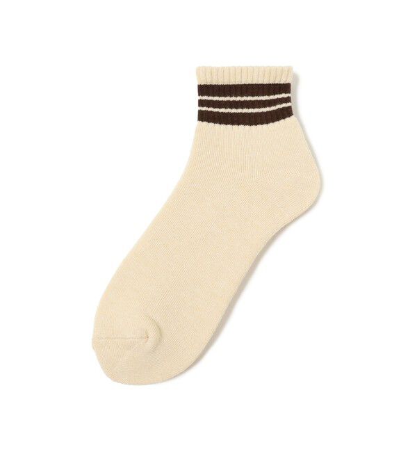BEAMS PLUS「BEAMS PLUS｜School Boy Socks 1/4｜メンズ  靴下｜ショートソックス くるぶし丈｜2本ライン｜耐久性 」|ソックス|BEG*BRN