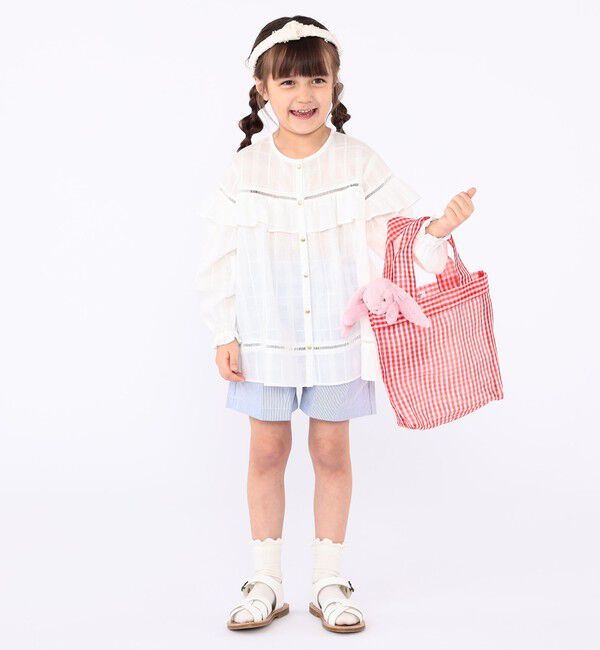 SHIPS KIDS「SHIPS KIDS:100～130cm / スナップ ボタン フリル ブラウス」|シャツ・ブラウス|