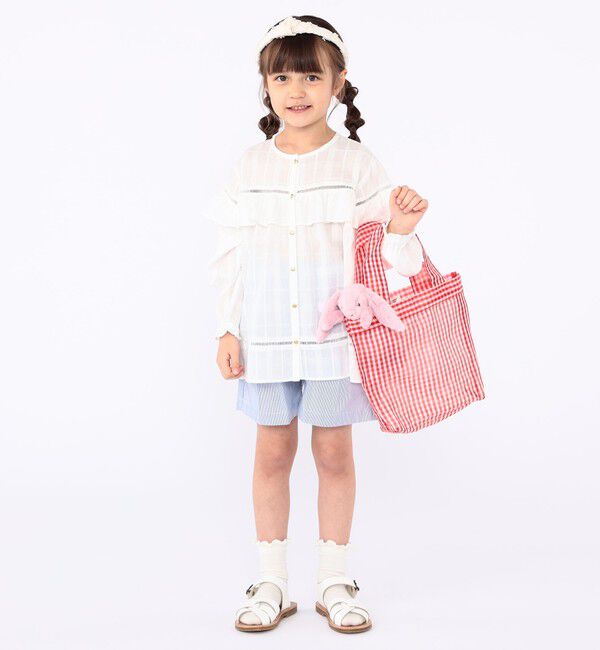 SHIPS KIDS「SHIPS KIDS:100～130cm / スナップ ボタン フリル ブラウス」|シャツ・ブラウス|