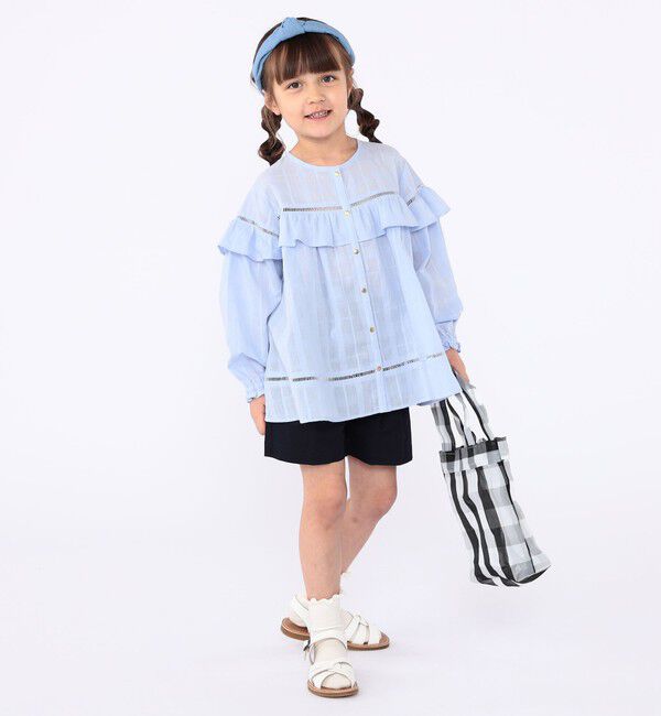SHIPS KIDS「SHIPS KIDS:100～130cm / スナップ ボタン フリル ブラウス」|シャツ・ブラウス|