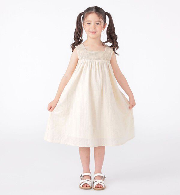 SHIPS KIDS「SHIPS KIDS:100～130cm / クロシェ ノースリーブ ワンピース」|ワンピース|