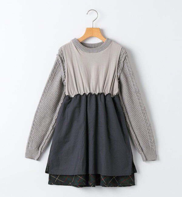 SHIPS KIDS「SHIPS KIDS:140～150cm /〈洗濯機可能〉ケーブルニット ドッキング ワンピース」|ワンピース|