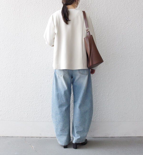 SHIPS any「SHIPS any:〈手洗い可能〉ダブルクロス レース 切替 ノーカラー ジャケット［NAVY BLUE］」|ノーカラージャケット|