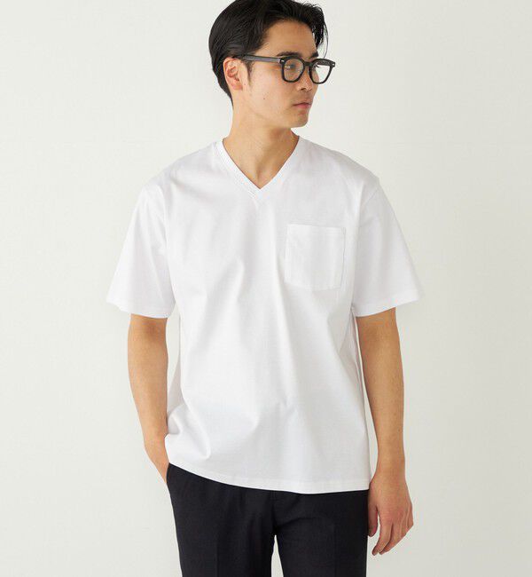 SHIPS Colors 「SHIPS Colors:〈抗菌防臭・接触冷感・UVカット〉シルケット コットン Vネック T◇」|Tシャツ・カットソー|