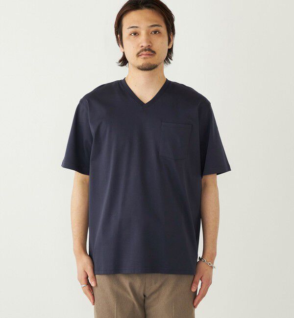 SHIPS Colors 「SHIPS Colors:〈抗菌防臭・接触冷感・UVカット〉シルケット コットン Vネック T◇」|Tシャツ・カットソー|