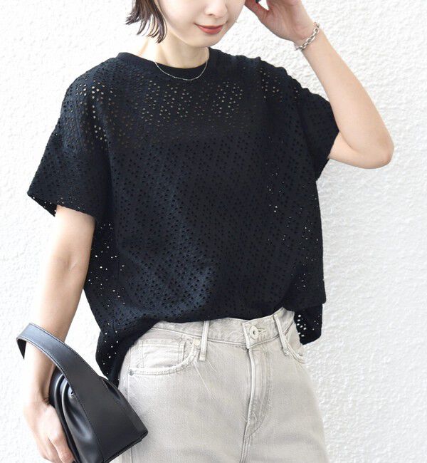 SHIPS for women「〈手洗い可能〉アイレット ショート スリーブ プルオーバー」|Tシャツ・カットソー|