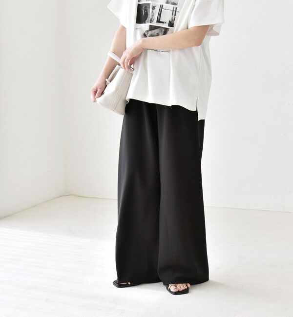 quaranciel「quaranciel:〈手洗い可能〉バイアス ストレッチ イージー ワイド パンツ」|その他|