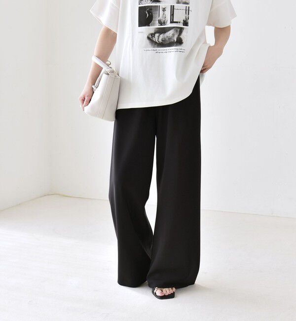 quaranciel「quaranciel:〈手洗い可能〉バイアス ストレッチ イージー ワイド パンツ」|その他|