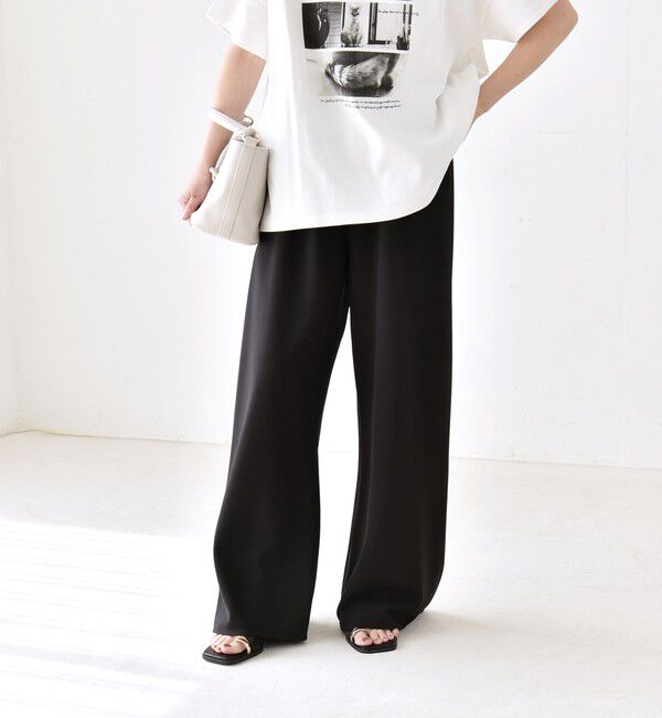 quaranciel「quaranciel:〈手洗い可能〉バイアス ストレッチ イージー ワイド パンツ」|その他|