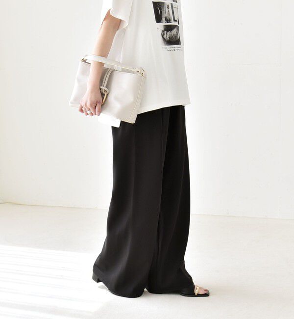 quaranciel「quaranciel:〈手洗い可能〉バイアス ストレッチ イージー ワイド パンツ」|その他|